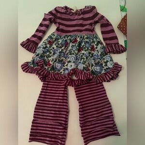 Matilda Jane Purple Striped Floral Dress Set